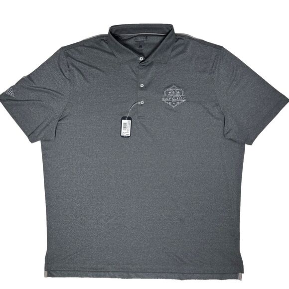 NWT $98 Johnnie-O Dark Gray Heather Golf Polo Shirt Club Logo Men's Size XL (A5) - Picture 1 of 12